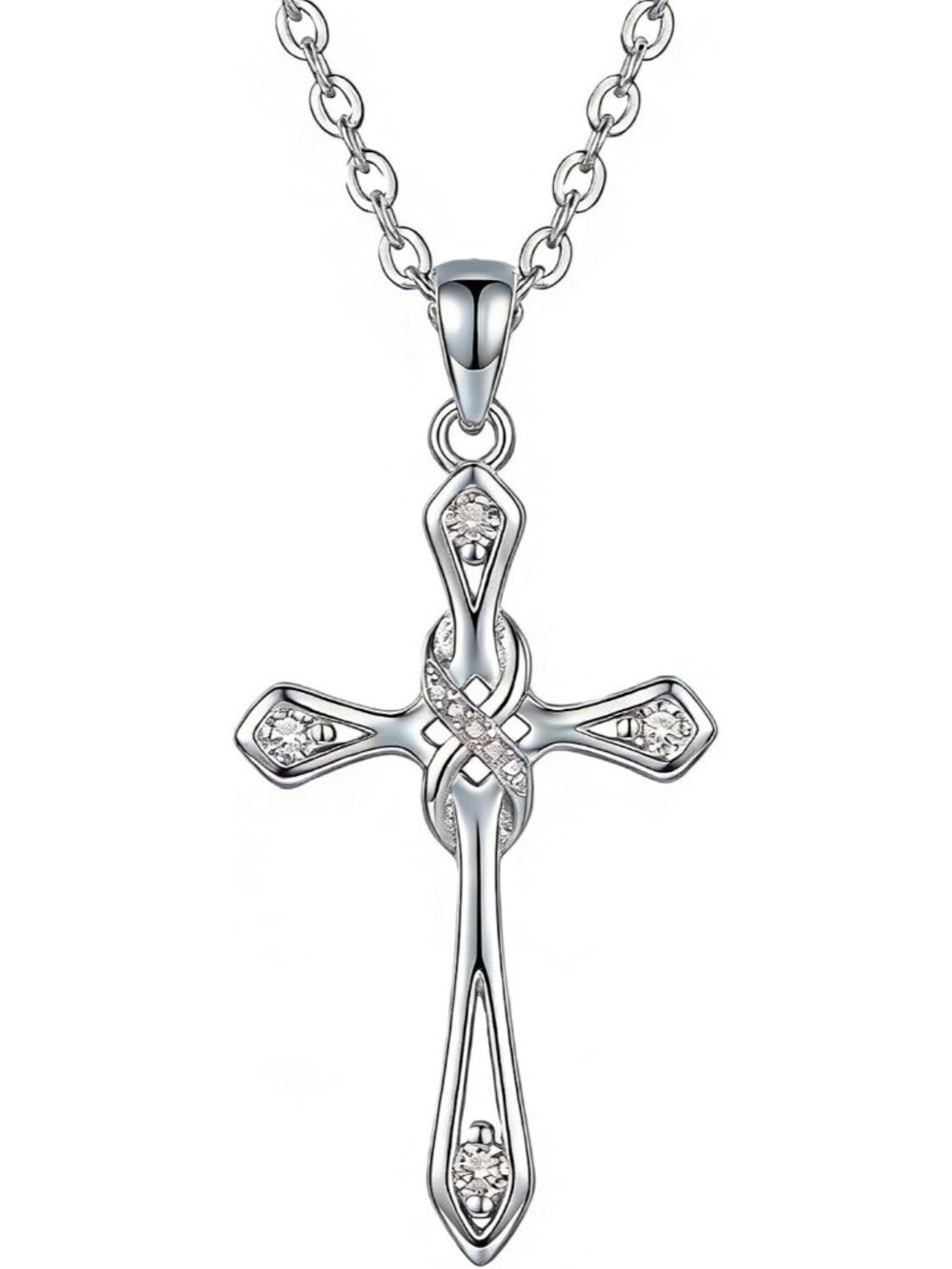 Women's White Infinity Pendant Cross Fashion Necklace Faith Religious Jewelry